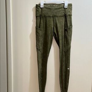 Lululemon Leggings “Fast & Free” high rise Ice Wash Moss Green (6)